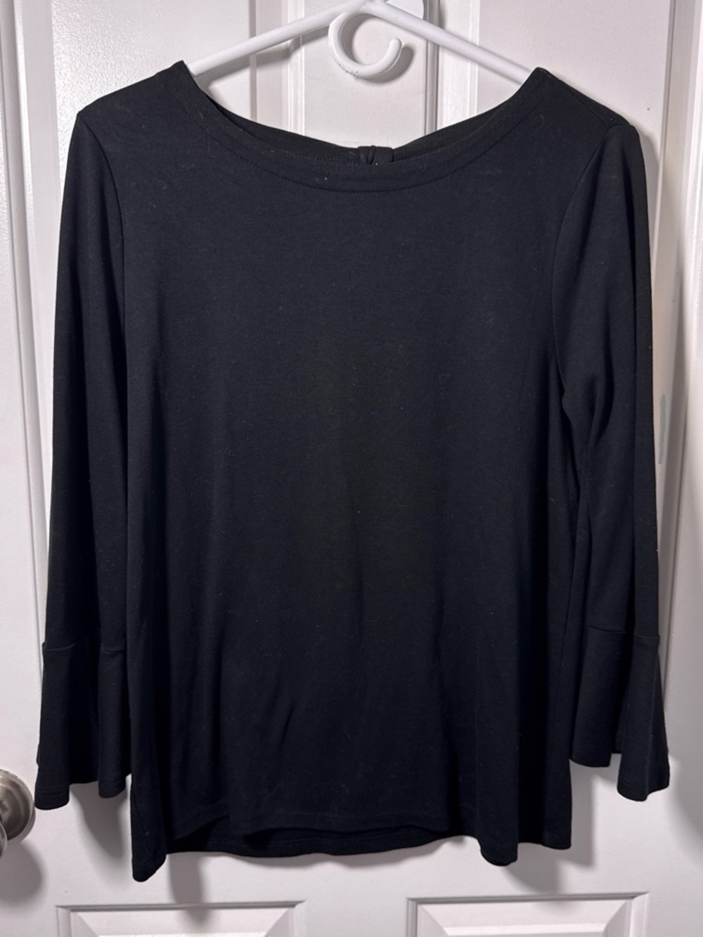 LOFT Black Long Bell Sleeve Top